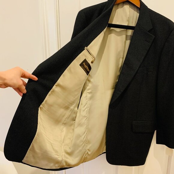 Paul Stuart Charcoal Gray 100% Wool Pc Suit Jacket Sport Coat Blazer Size 46 R - Picture 8 of 14
